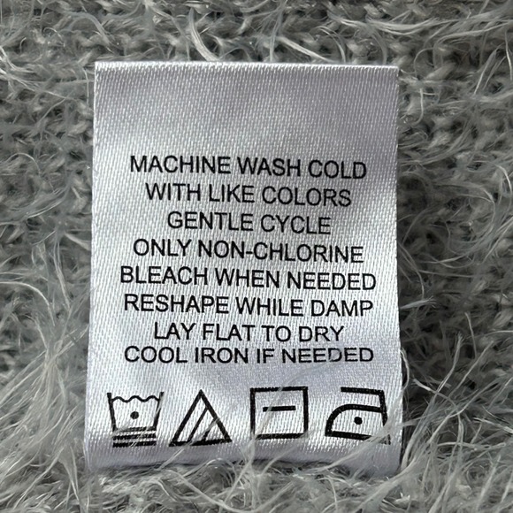 Adrienne Vittadini Grey Eyelash Knit Longline Striped Cardigan Sweater Small - Picture 6 of 8